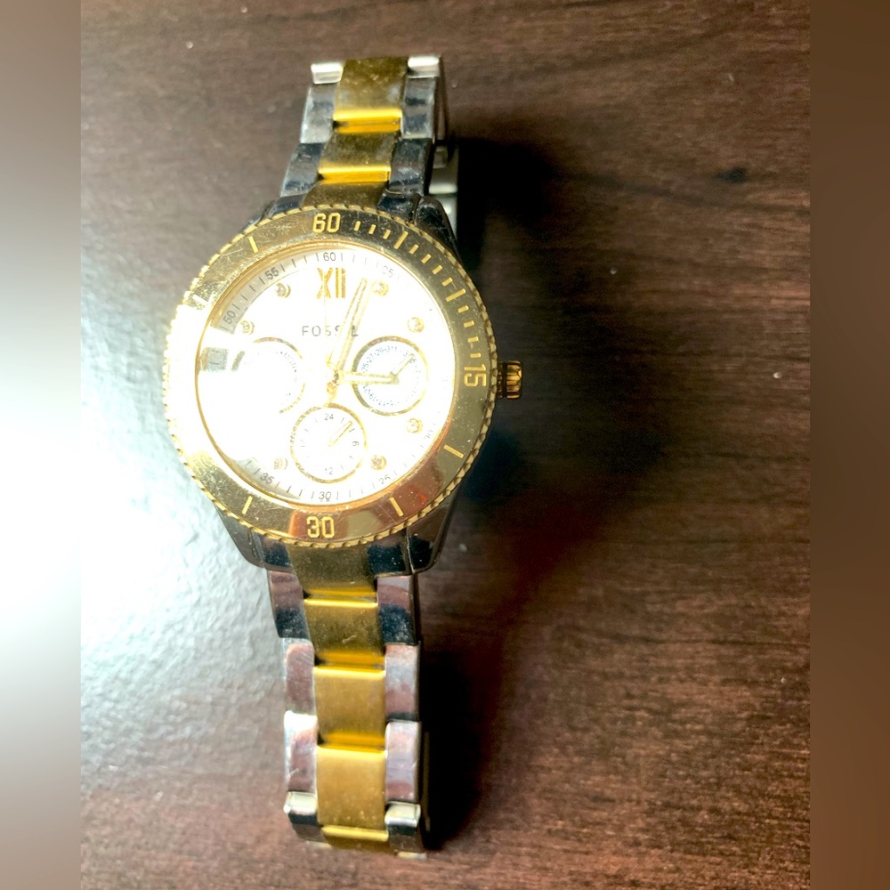Womens Fossil Stella Watch  Dual Tone Tone Bracelet